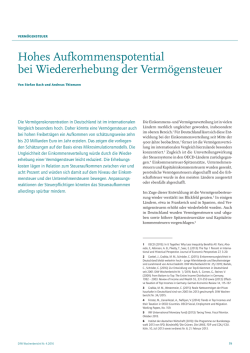 Hohes Aufkommenspotential bei Wiedererhebung der