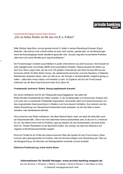 Ein zu hohes Risiko ist f&uuml;r uns ein Ko-Faktor