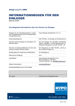 Informationsbogen f&uuml;r den Einleger