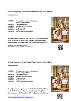 Gottesdienstgruppe f&uuml;r den klassischen r&ouml;mischen Ritus in Berlin