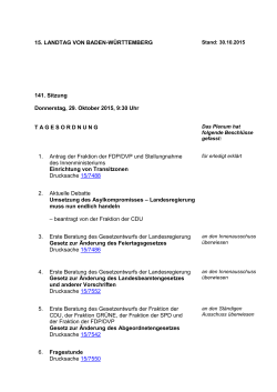 141. Plenarsitzung vom 29.10.2015