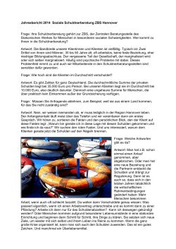 Jahresbericht 2014 Soziale Schuldnerberatung ZBS