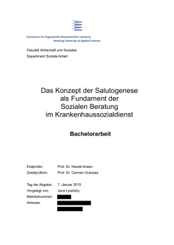 Das Konzept der Salutogenese als Fundament der Sozialen