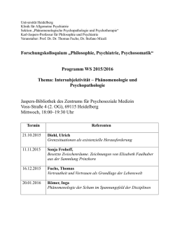 Intersubjektivit&auml;t &ndash; Ph&auml;nomenologie und Psychopathologie