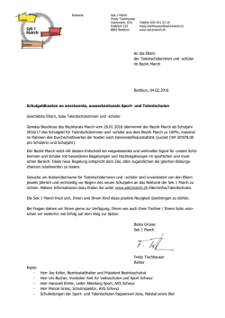 Informationsschreiben an Eltern und