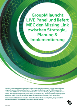 GroupM launcht LIVE Panel und liefert MEC den Missing Link