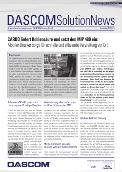Carbo liefert Kohlensäure und setzt den MIP 480 ein: Mobiler