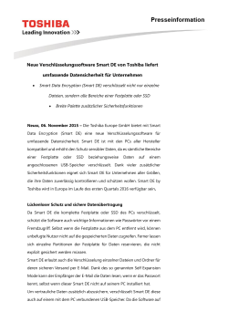 Neue Verschlüsselungssoftware Smart DE von Toshiba liefert