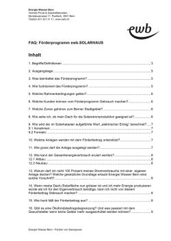 H&auml;ufige Fragen zum F&ouml;rderprogramm ewb.SOLARHAUS