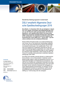 DSLV empfiehlt Allgemeine Deutsche Spediteurbedingungen 2016