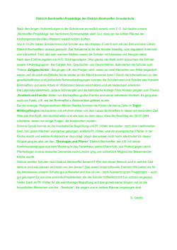 Dietrich-Bonhoeffer-Projekttage der Dietrich Bonhoeffer