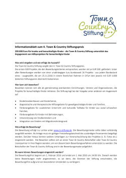 Informationsblatt zum 4. Town & Country Stiftungspreis