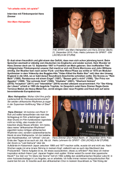 Interview mit Filmkomponist Hans Zimmer Von Marc Hairapetian