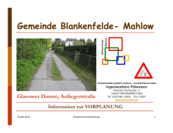 Information zur Vorplanung - Anliegerversammlung 18.06.2015