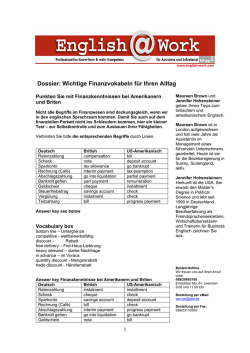 Dossier: Wichtige Finanzvokabeln f&uuml;r Ihren Alltag