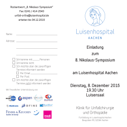 Einladung zum 8. Nikolaus-Symposium am Luisenhospital Aachen