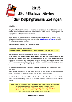 2015 St. Nikolaus-Aktion der Kolpingfamilie Zofingen