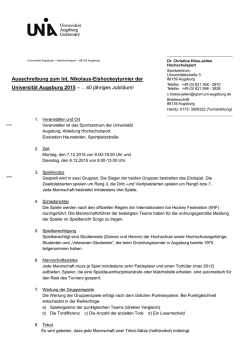 Ausschreibung zum Int. Nikolaus-Eishockeyturnier der