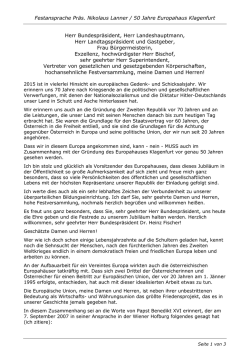 Festansprache Pr&auml;s. Nikolaus Lanner / 50 Jahre Europahaus