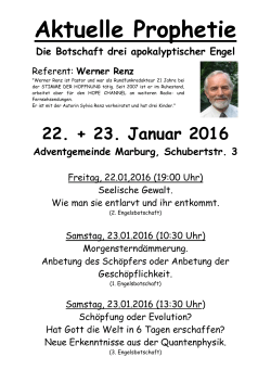 Werbung Aktuelle Prophetie Werner Renz