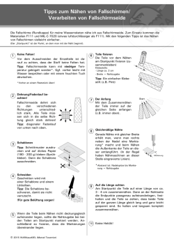 Tipps zum N&auml;hen von Fallschirmen/ Verarbeiten von Fallschirmseide