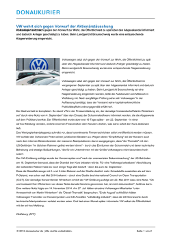 VW wehrt sich gegen Vorwurf der Aktionärstäuschung