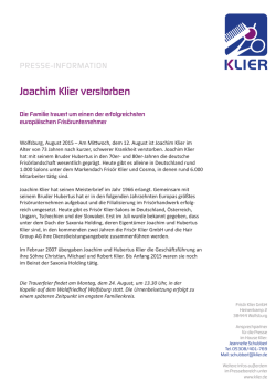 Joachim Klier verstorben