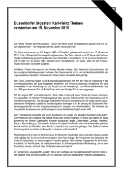 D&uuml;sseldorfer Urgestein Karl-Heinz Theisen verstorben am 15