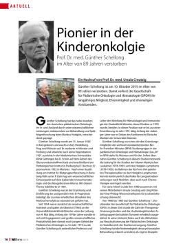 Pionier in der Kinderonkologie. Prof. Dr. Günter Schellong im Alter