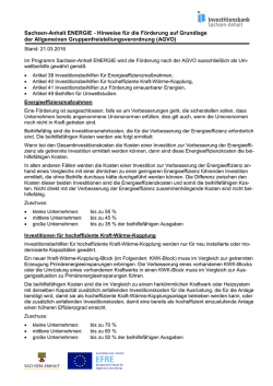 Hinweise f&uuml;r die F&ouml;rderung auf Grundlage der AGVO