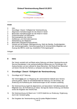 Entwurf Vereinsordnung Stand 8.9.2015 0 Intro 1 Grundlage / Zweck