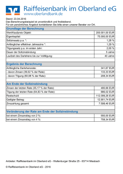 Grundlage der Berechnung Ergebnis der Berechnung Am Ende der