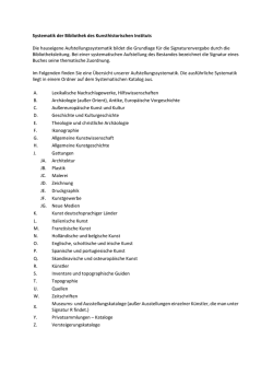 hauseigenen Systematik - Kunsthistorisches Institut der Universit&auml;t