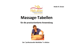 Massage-Tabellen f&uuml;r die praxisorientierte Anwendung