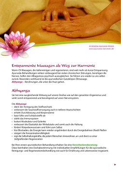 Entspannende Massagen als Weg zur Harmonie Abhyanga