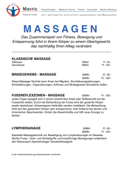 Preisliste Massagen