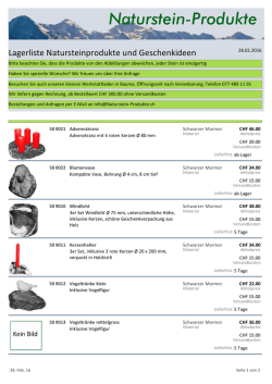 Lagerliste Produkte und Geschenkideen - Naturstein