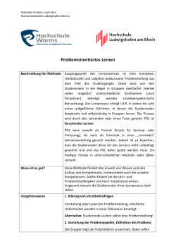Problemorientiertes Lernen - Hochschule Ludwigshafen am Rhein