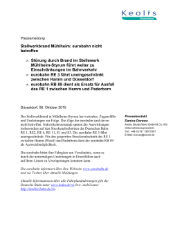Stellwerkbrand Mühlheim: eurobahn nicht betroffen • Störung durch
