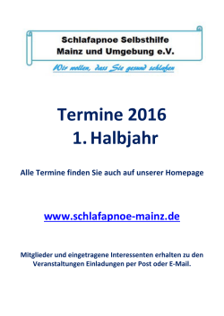 Donnerstag, 14. Januar 2016 - Schlafapnoe Selbsthilfe Mainz und
