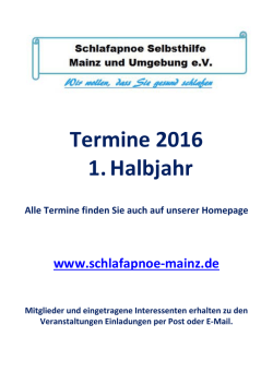 Donnerstag, 14. Januar 2016 - Schlafapnoe Selbsthilfe Mainz und