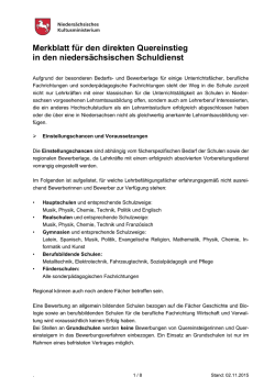 Merkblatt f&uuml;r den direkten Quereinstieg