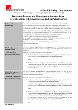 Zeugnisanerkennung von Bildungsabschl&uuml;ssen aus Syrien