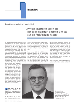 Interview „ Private Investoren sollen bei der Börse Frankfurt direkten