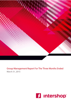 Group Management Report For The Three Months Ended