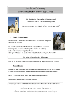 Herzliche Einladung zur Pfarrwallfahrt am 05. Sept. 2015
