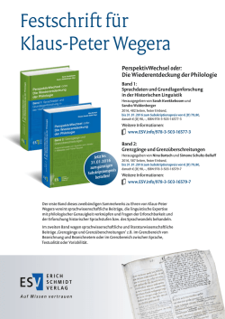 Festschrift für Klaus-Peter Wegera