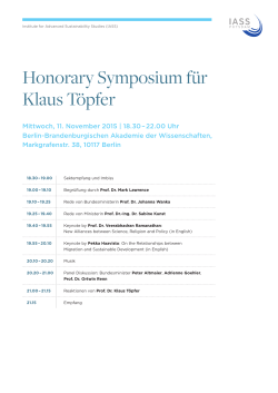 Honorary Symposium für Klaus Töpfer