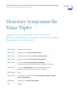 Honorary Symposium f&uuml;r Klaus T&ouml;pfer