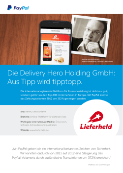 Die Delivery Hero Holding GmbH: Aus Tipp wird tipptopp.